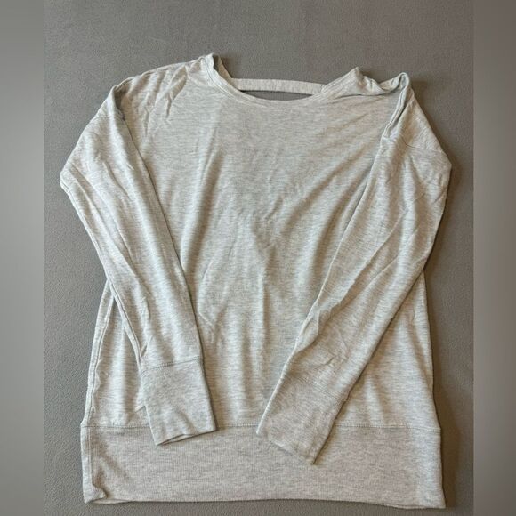 Athleta USA Criss Cross Open Back Super soft Modal Sweatshirt Light Gray Size M - Picture 2 of 16